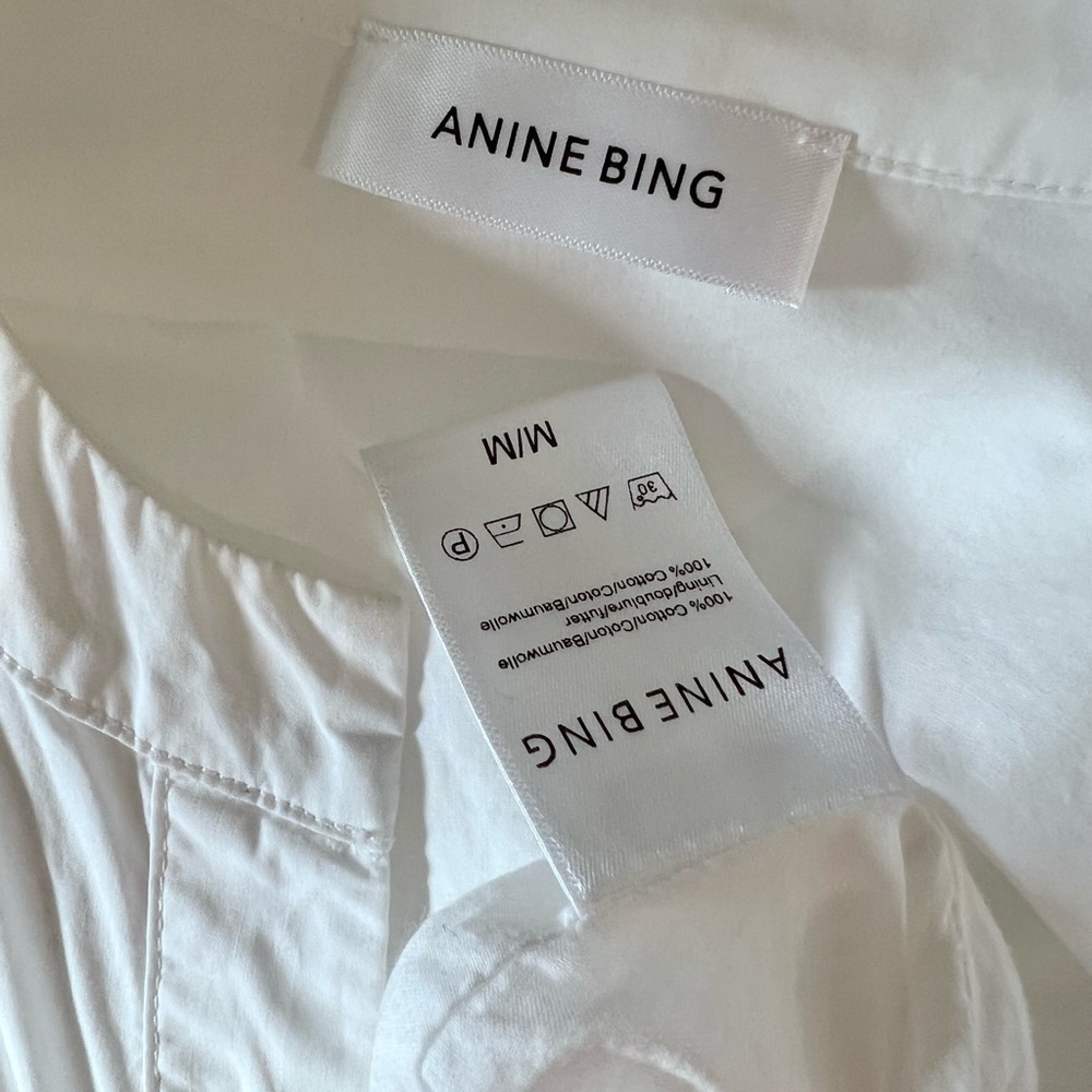 Anine Bing 100% Cotton White Long Sleeve Mini Dress. - Picture 3 of 3